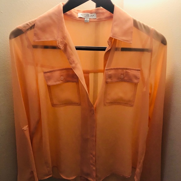 Coral chiffon blouse - Picture 1 of 2